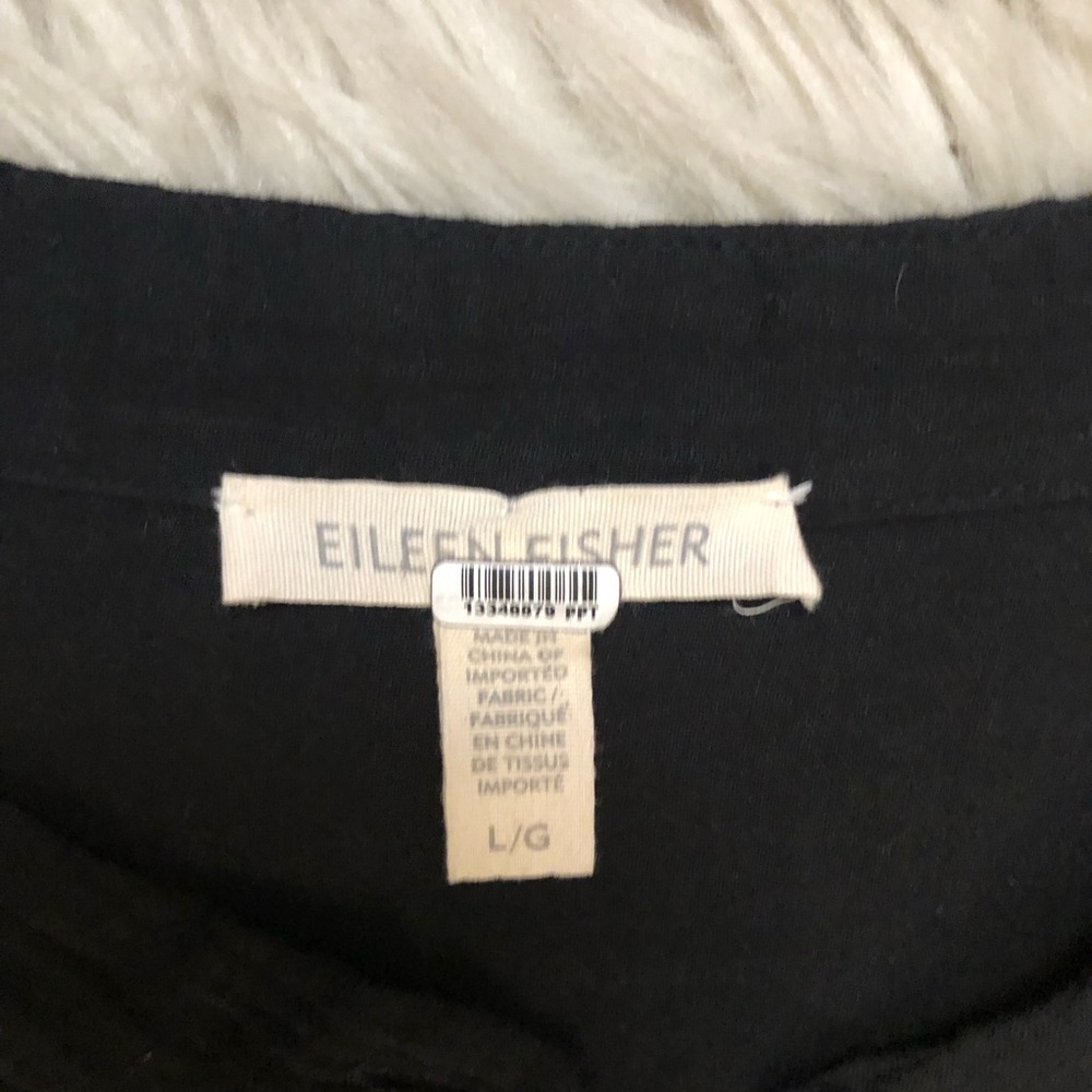Eileen Fisher Organic Cotton Collarless Long Sleeves Black Shirt Dress size L - Picture 2 of 10